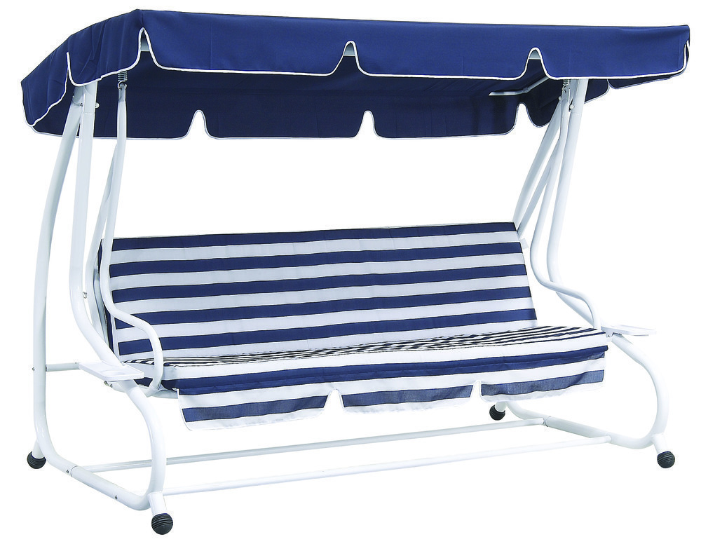 DE LUXE zahradní houpačka kovová - modro-bílá