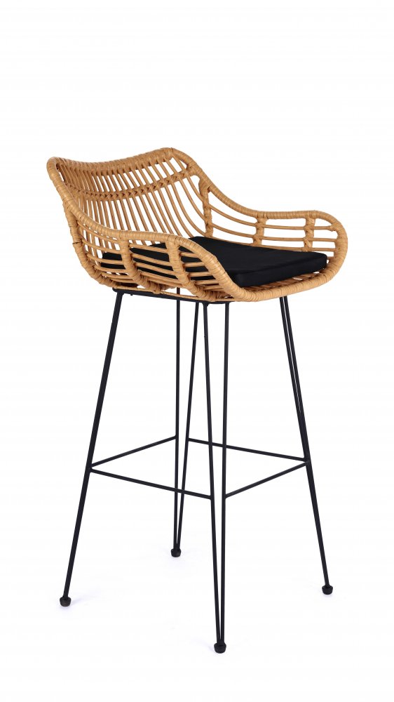 Bárová židle ASTORIA — umělý ratan / černá