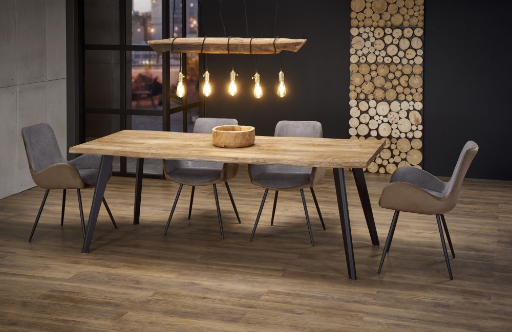 Rozkládací jídelní stůl DICKSON — 150x90 (+60cm), černá / přírodní Halmar (obrázek 11)