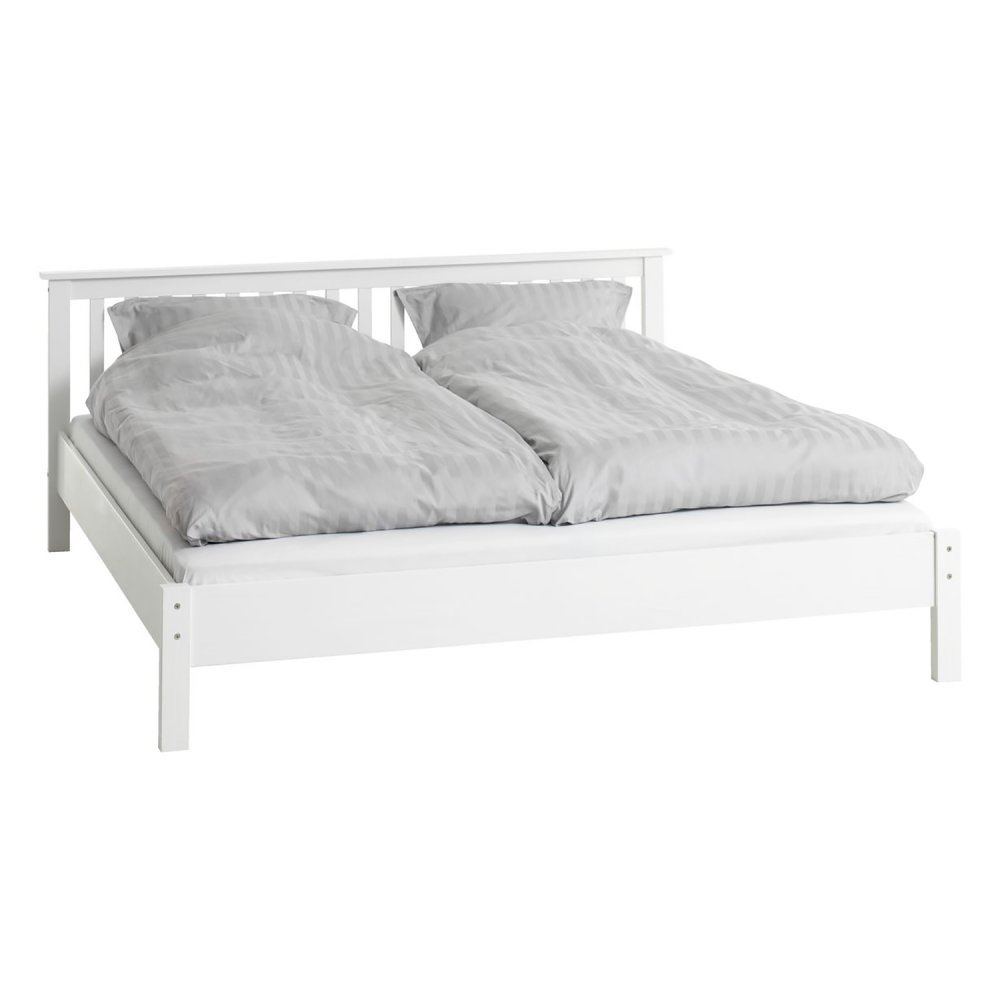 Dvoulůžková postel TORINO — masiv, bílá, 180x200 cm