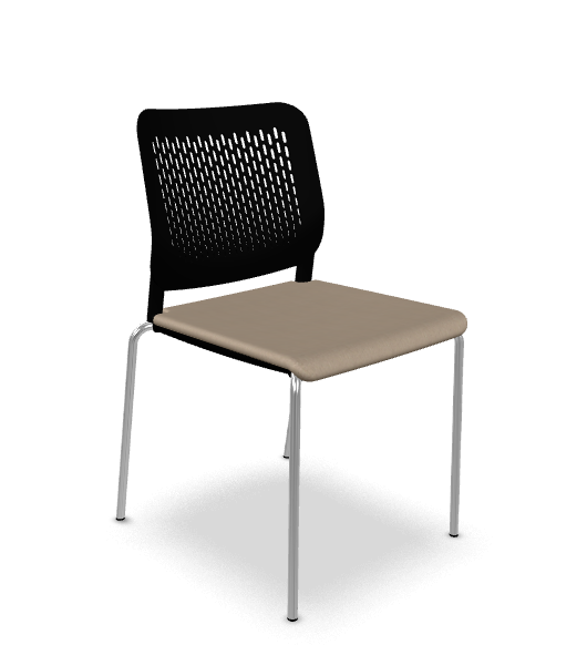 Konferenční židle TIME 171-N4 – černý plast, čalouněný sedák, více barev, LD Seating CSE02 - béžová