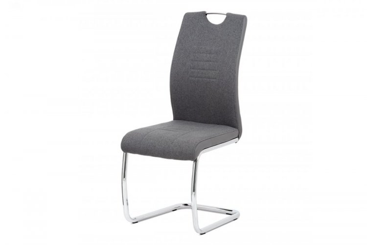 Jídelní židle BORN — chrom, látka-ekokůže, šedá