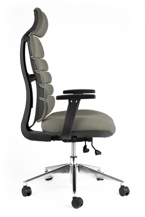 Kancelářská ergonomická židle SPINE s podhlavníkem — látka, nosnost 130 kg, více barev Šedá (obrázek 9)