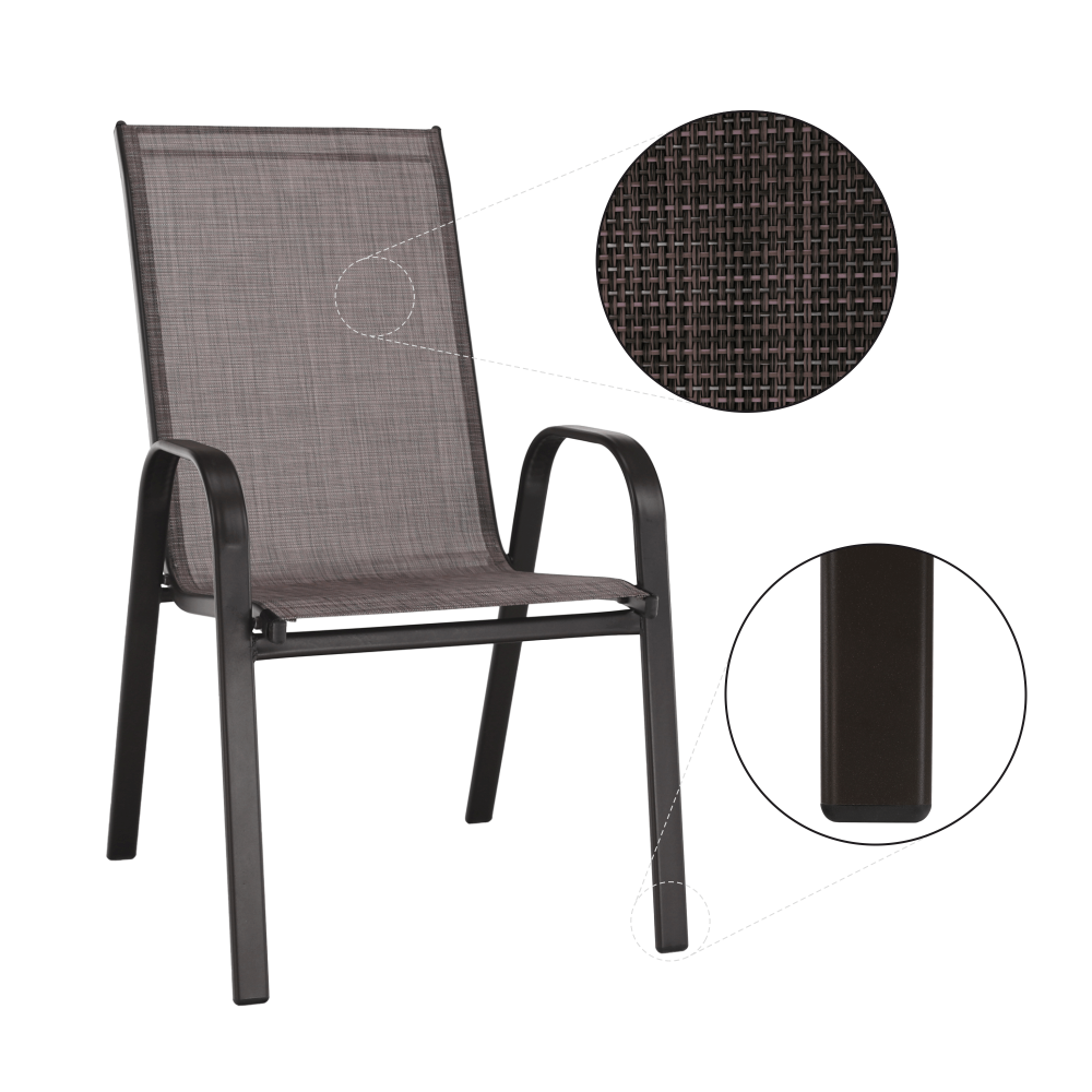 Zahradní židle ALDERA — kov, látka, hnědá Kondela