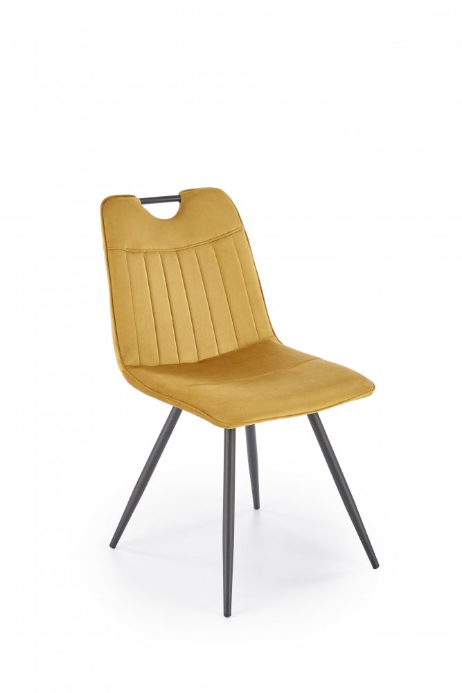 Jídelní židle REZA — kov, látka, více barev Hořčicová