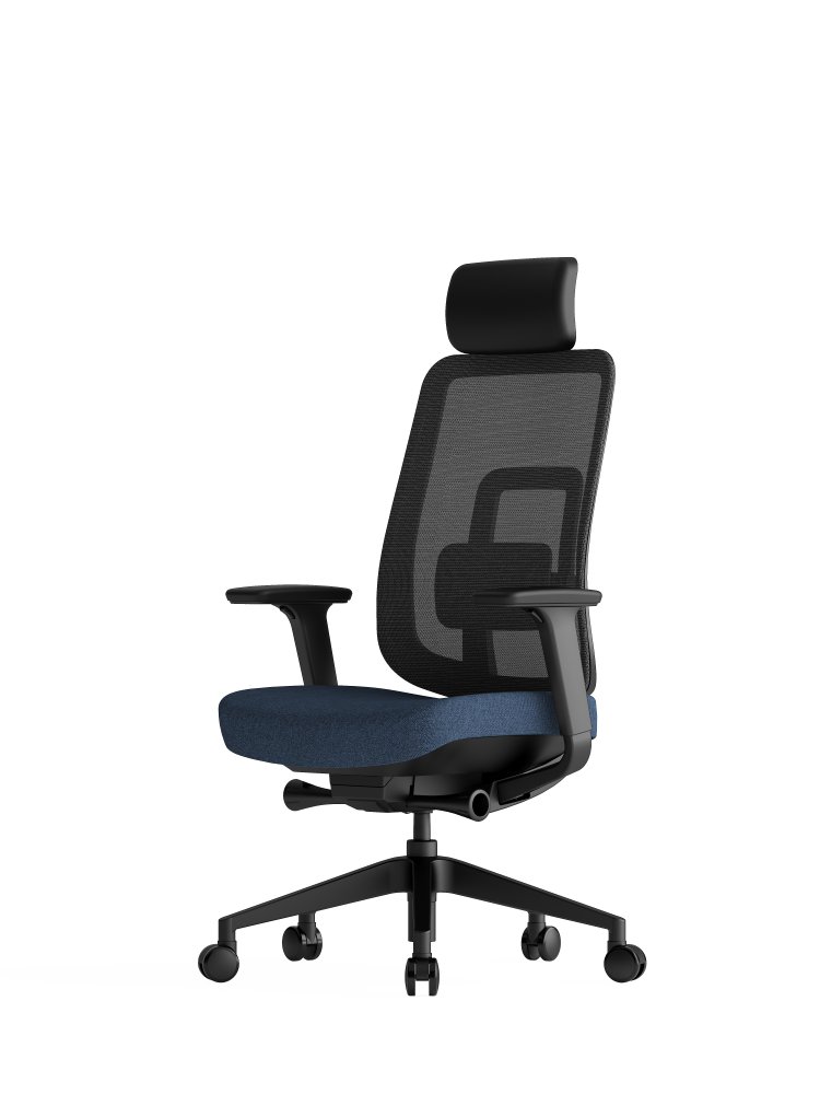 Ergonomická kancelárska stolička K42 SP – sieť/čalúnená, modrá