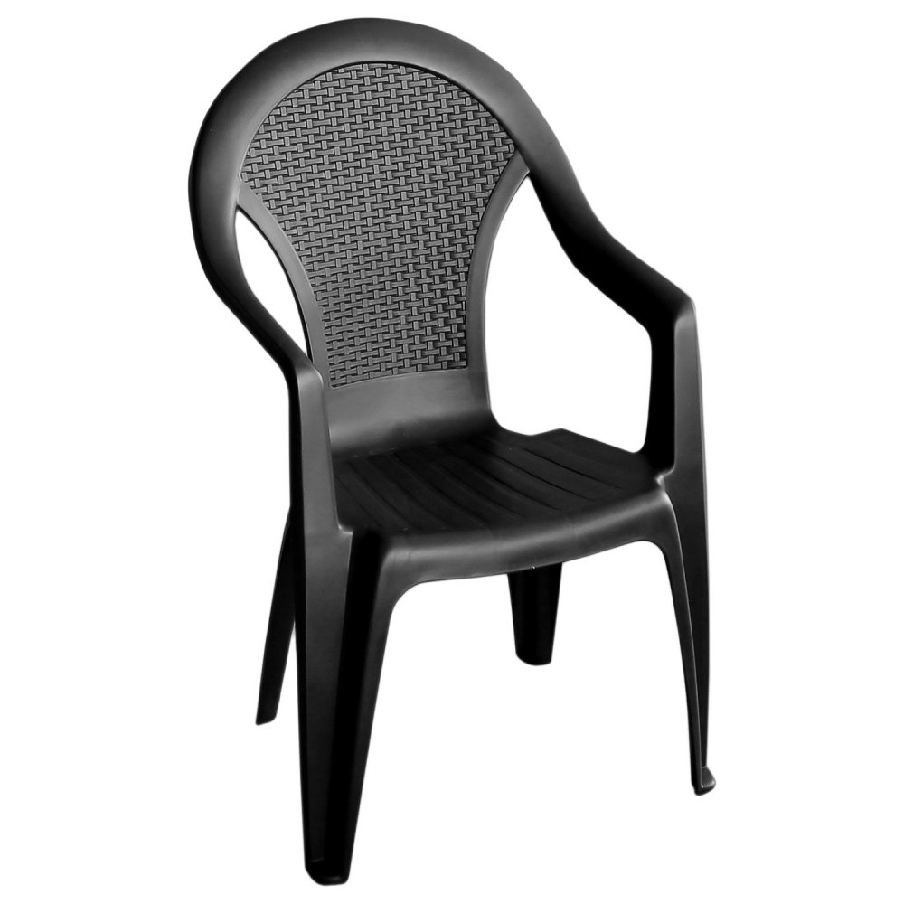 Zahradní židle LIO — plast, imitace ratanu, antracit
