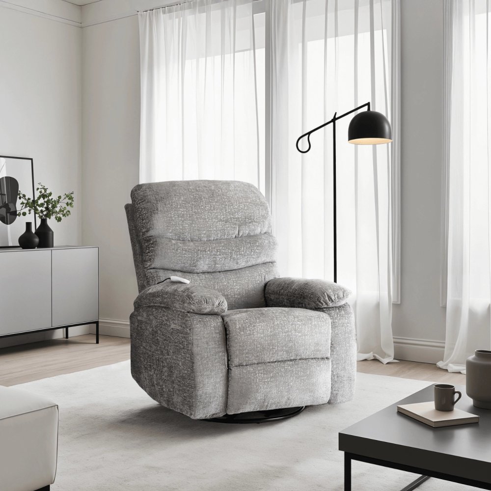 Luxusné masážne kreslo BRUCE – Rozkladacie, Sivé