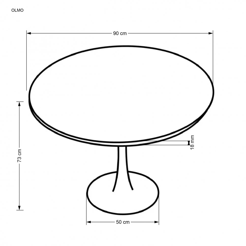 Jídelní kulatý stůl OLMO — průměr 90 cm, černá / zlatý dub Halmar (obrázek 5)