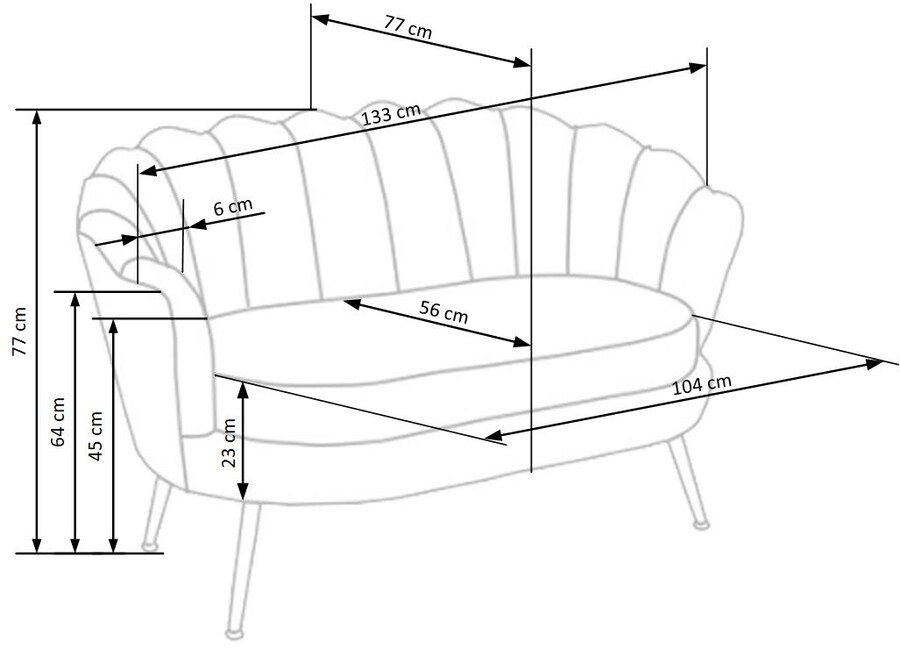 Designová pohovka AMORINITO — kov, růžová látka, nosnost 200 kg Halmar (obrázek 8)