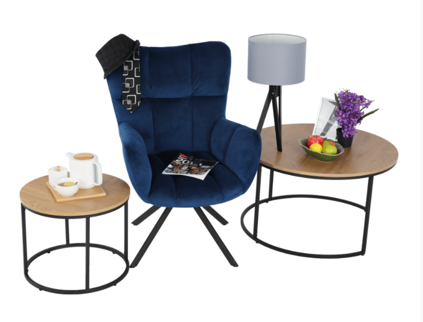 Designové otočné relaxační křeslo KOMODO — kov, Modrá/černá Kondela (obrázek 3)