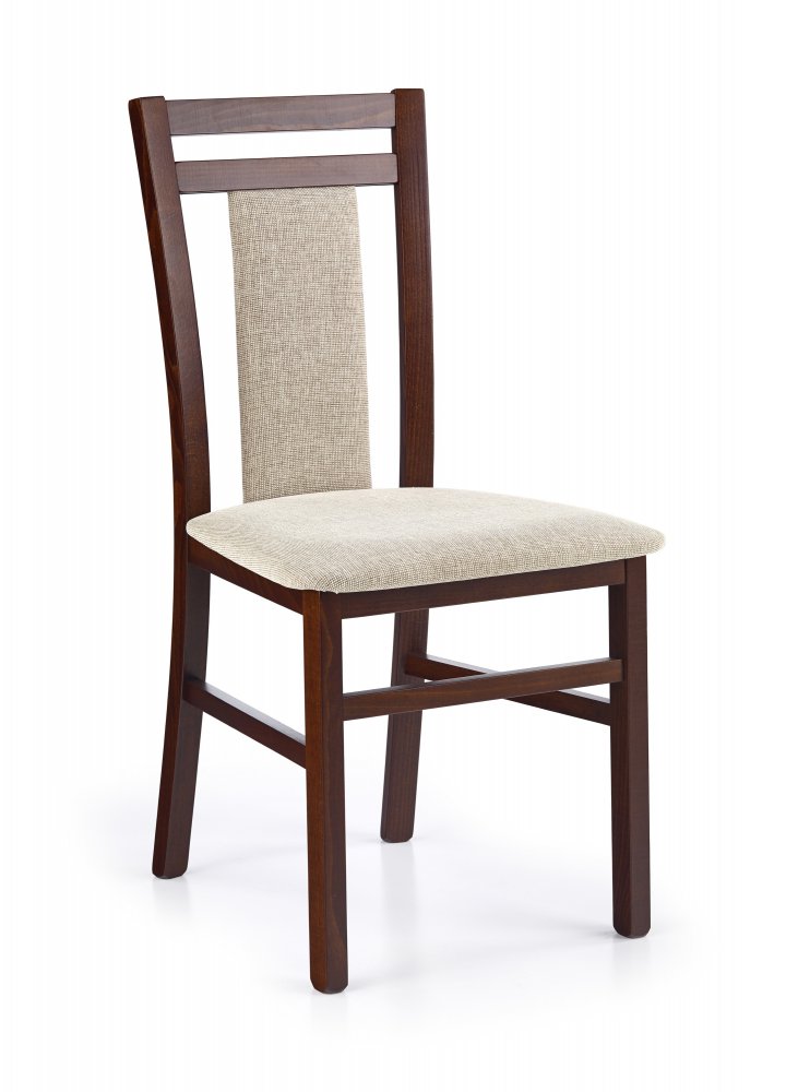 Dřevěná jídelní židle HUBERT 8 – masiv, látka, více barev tmavý ořech / béžová