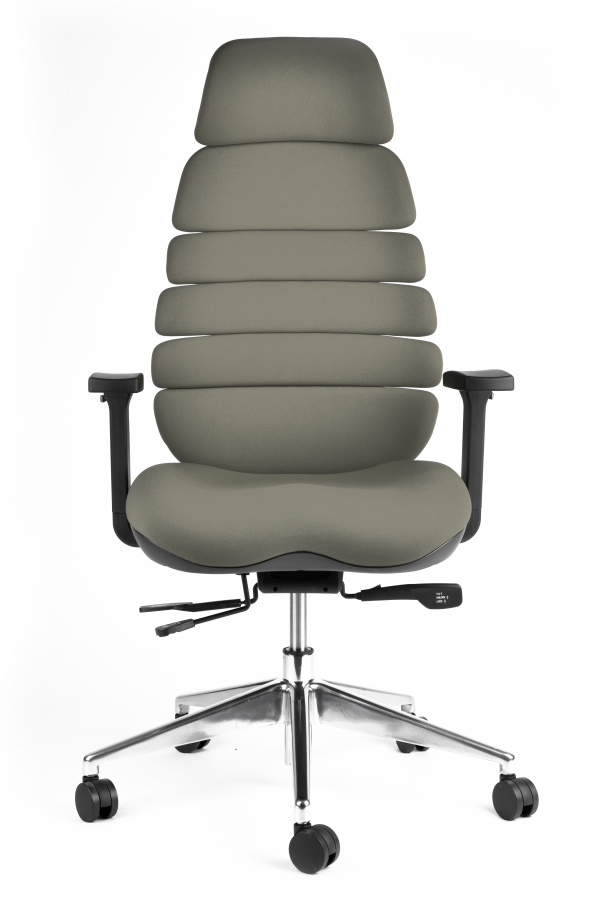 Kancelářská ergonomická židle SPINE s podhlavníkem — látka, nosnost 130 kg, více barev Šedá (obrázek 8)