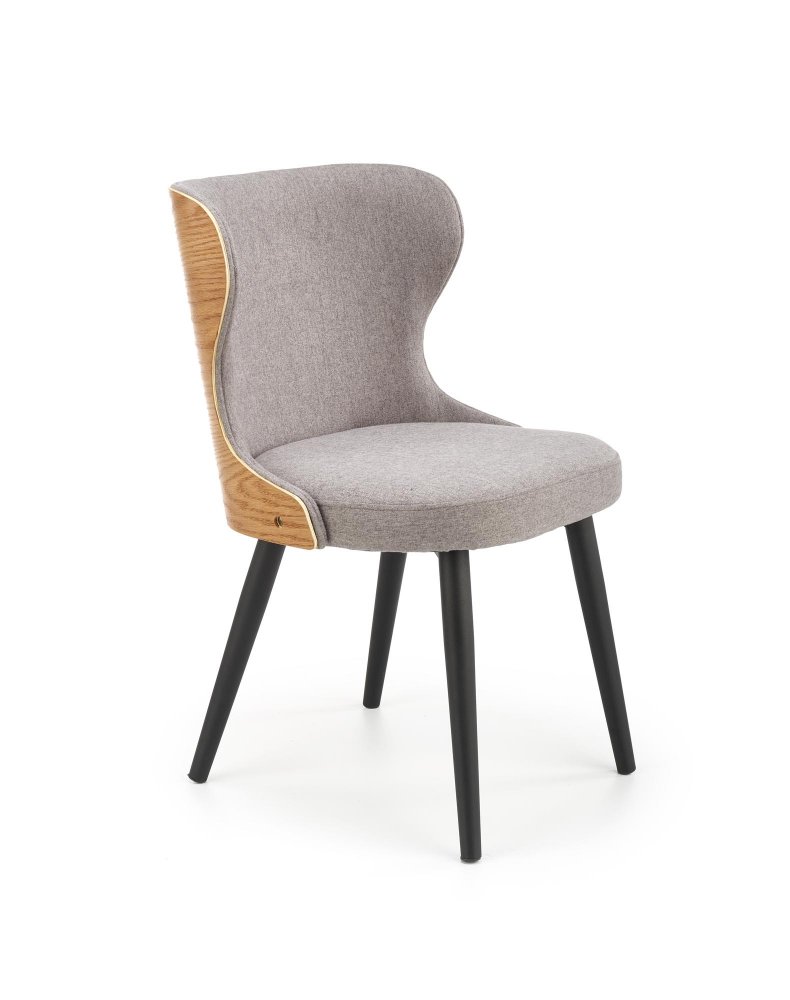 Jídelní židle MAVIS — dřevo/látka, šedá, ořech