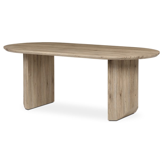 Jídelní stůl SORETO — 200x100x77 cm, MDF, dekor dub/ ořech Světle hnědá