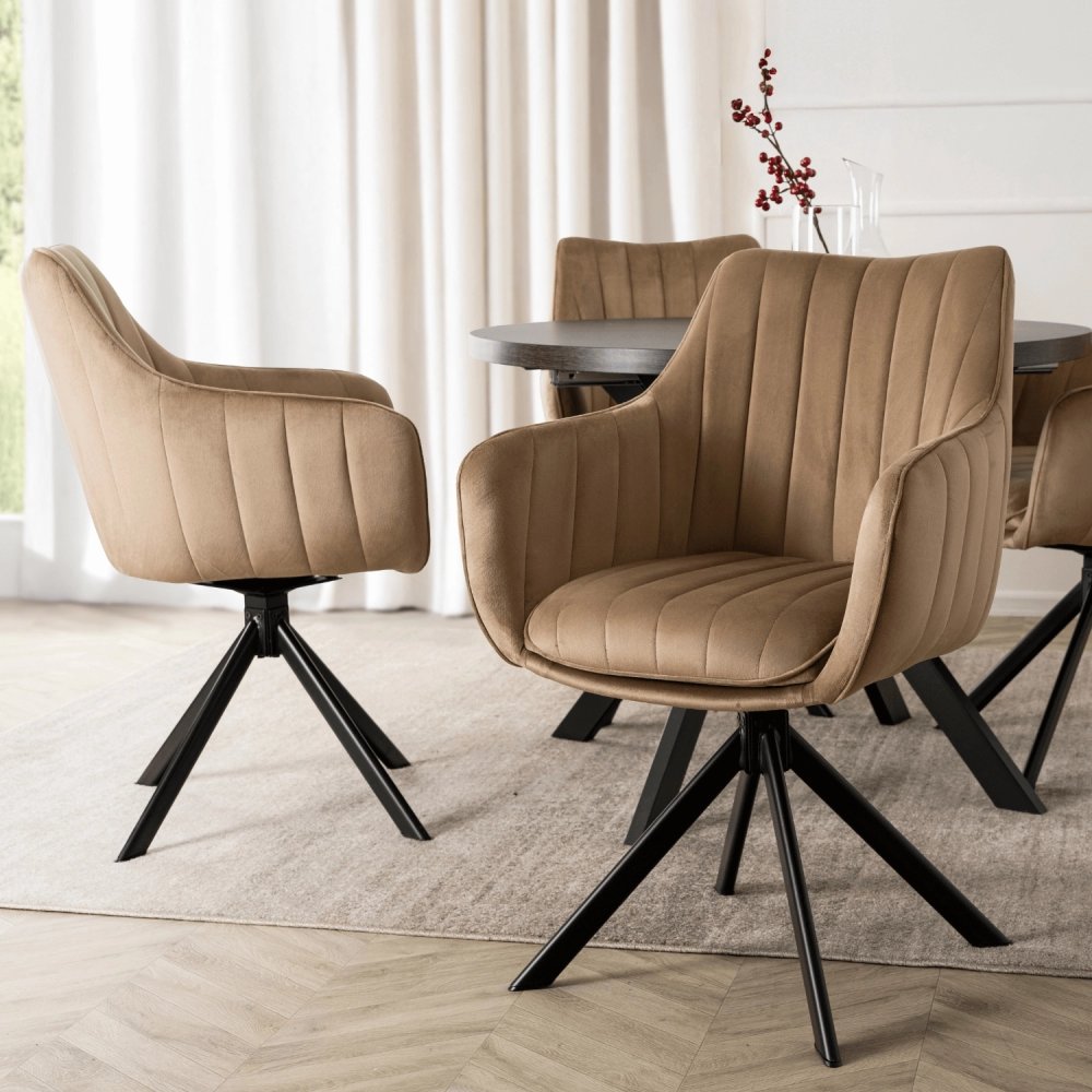 Otočná stolička MUMBAI 2 - zametová Béžová/Čierna