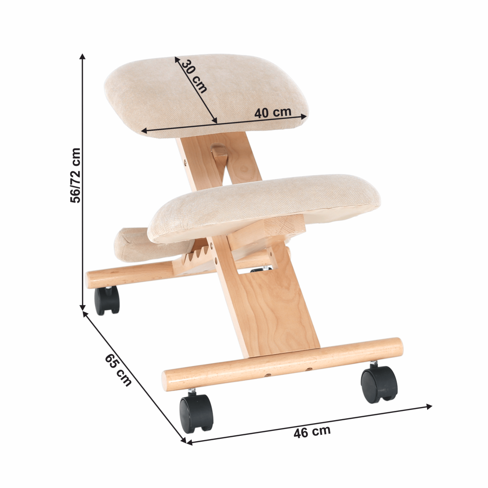 Ergonomická klekačka GROCO – krémová látka, dřevo buk, Kondela (obrázek 14)
