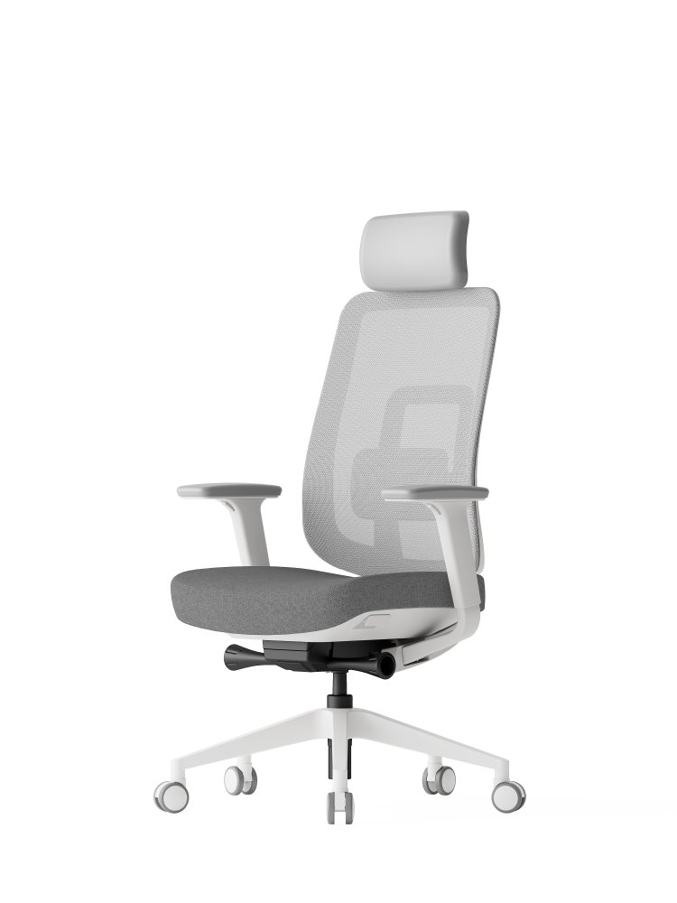 Ergonomická kancelárska stolička K42 WHITE SP – sieť/čalúnená, sivá