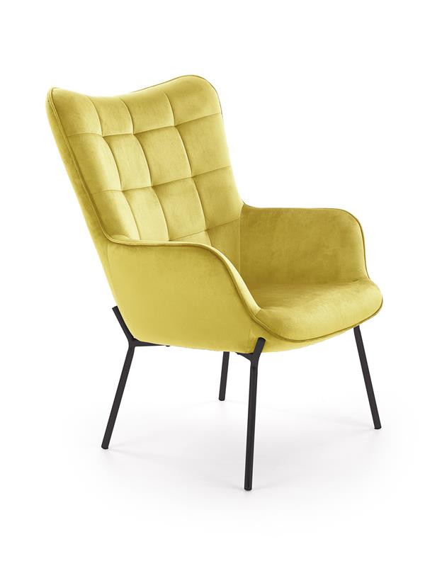 Designové relaxační křeslo CASTEL— kov, látka, více barev Žlutá