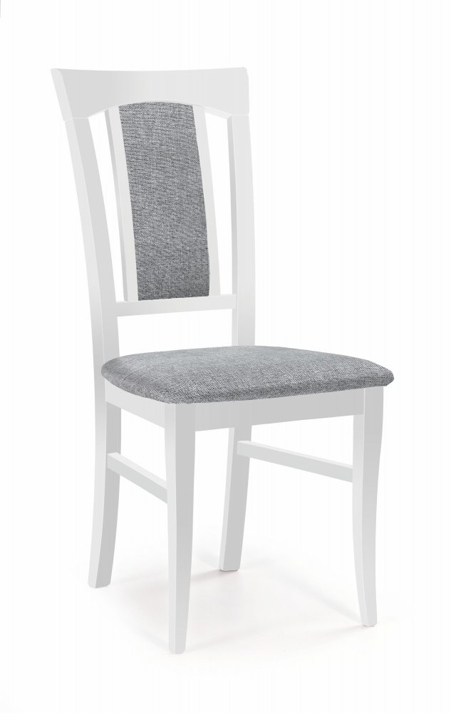 Jídelní židle KONRAD – masiv, látka, více barev bílá / šedá