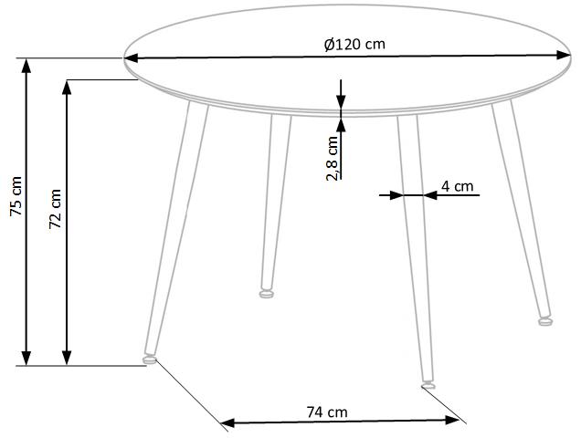 Jídelní kulatý stůl EMBOS — průměr 120 cm, černá Halmar (obrázek 7)