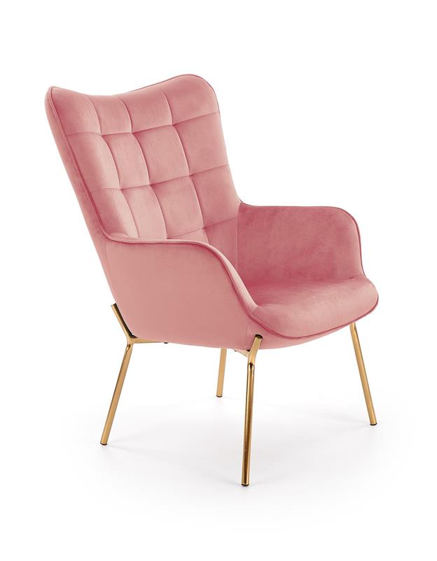 Designové relaxační křeslo CASTEL 2 — kov, látka, více barev Růžová