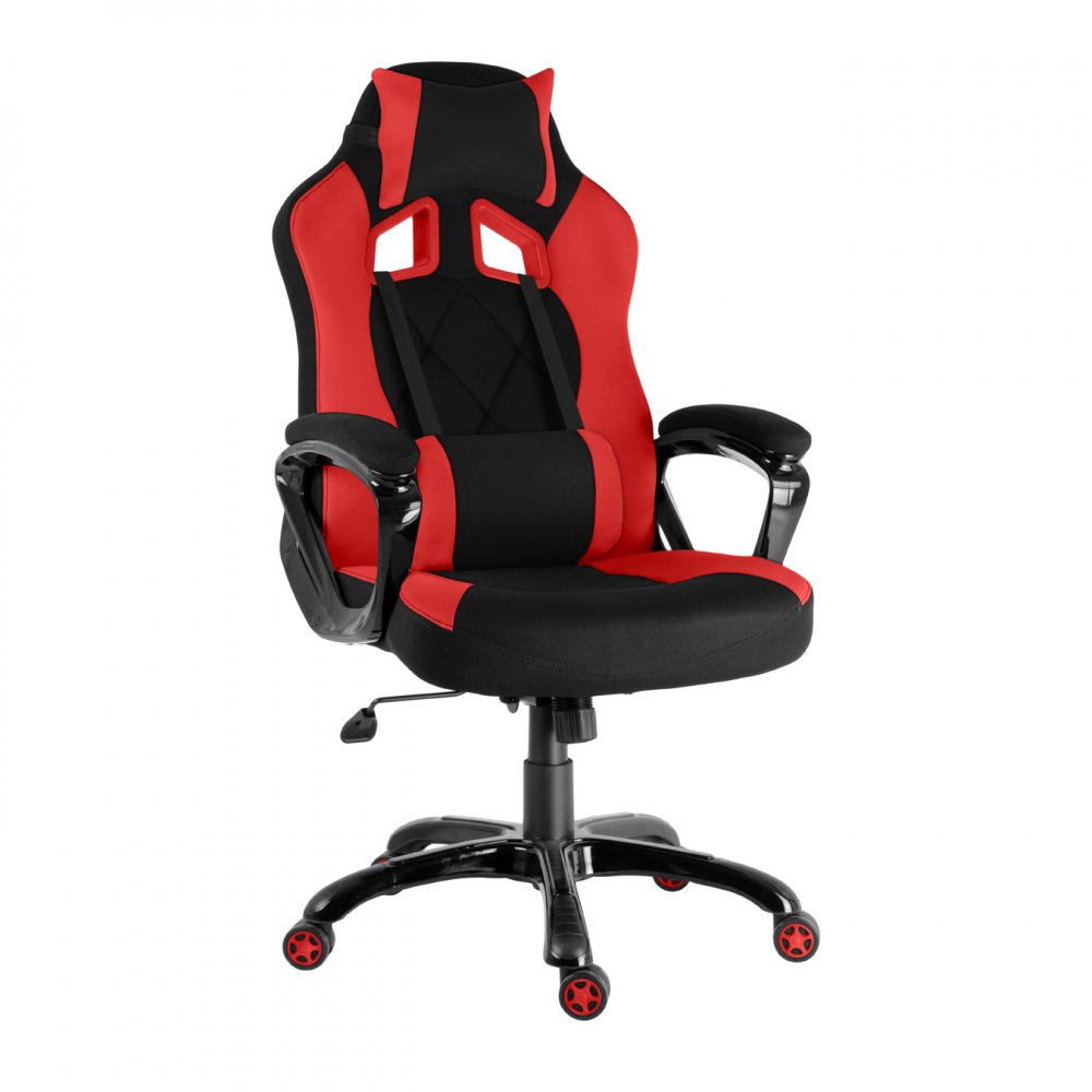 Herní židle A-RACER Q12 –⁠ látka, černá/červená