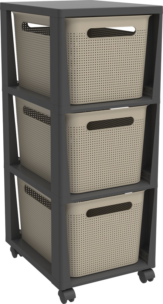 BRISEN komoda 3x16 L - antracit/cappuccino (obrázek 6)