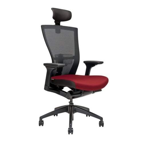 Kancelářská židle na kolečkách Office Pro MERENS SP – s područkami a opěrkou hlavy Vínová BI 202