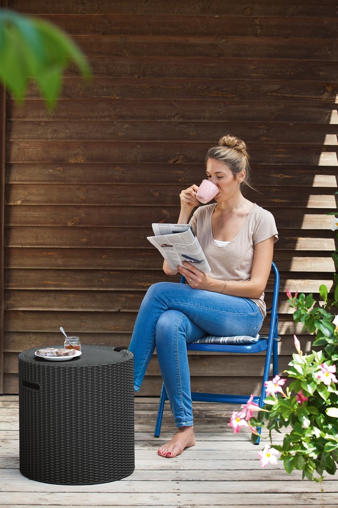 Zahradní stolek s úložným prostorem COOL STOOL — umělý ratan, grafit (obrázek 5)