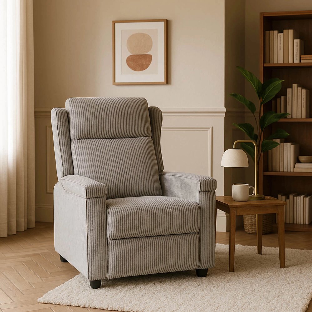 Elegantné kreslo SPENCER z manšestru v sivej farbe
