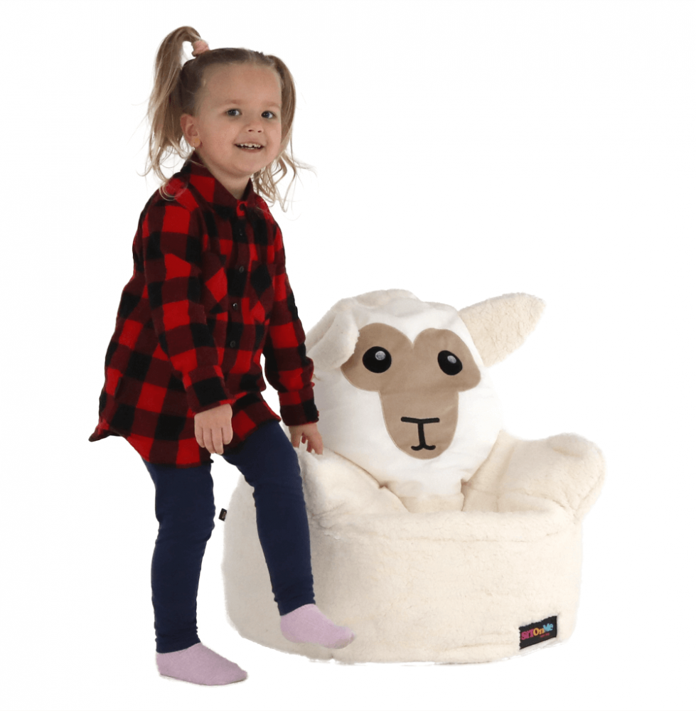 Dětský sedací vak BABY s ovečkou — 55×50, bílá/smetanová