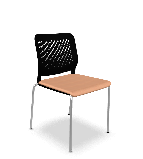Konferenční židle TIME 171-N4 – černý plast, čalouněný sedák, více barev, LD Seating CSE25 - sv. oranžová