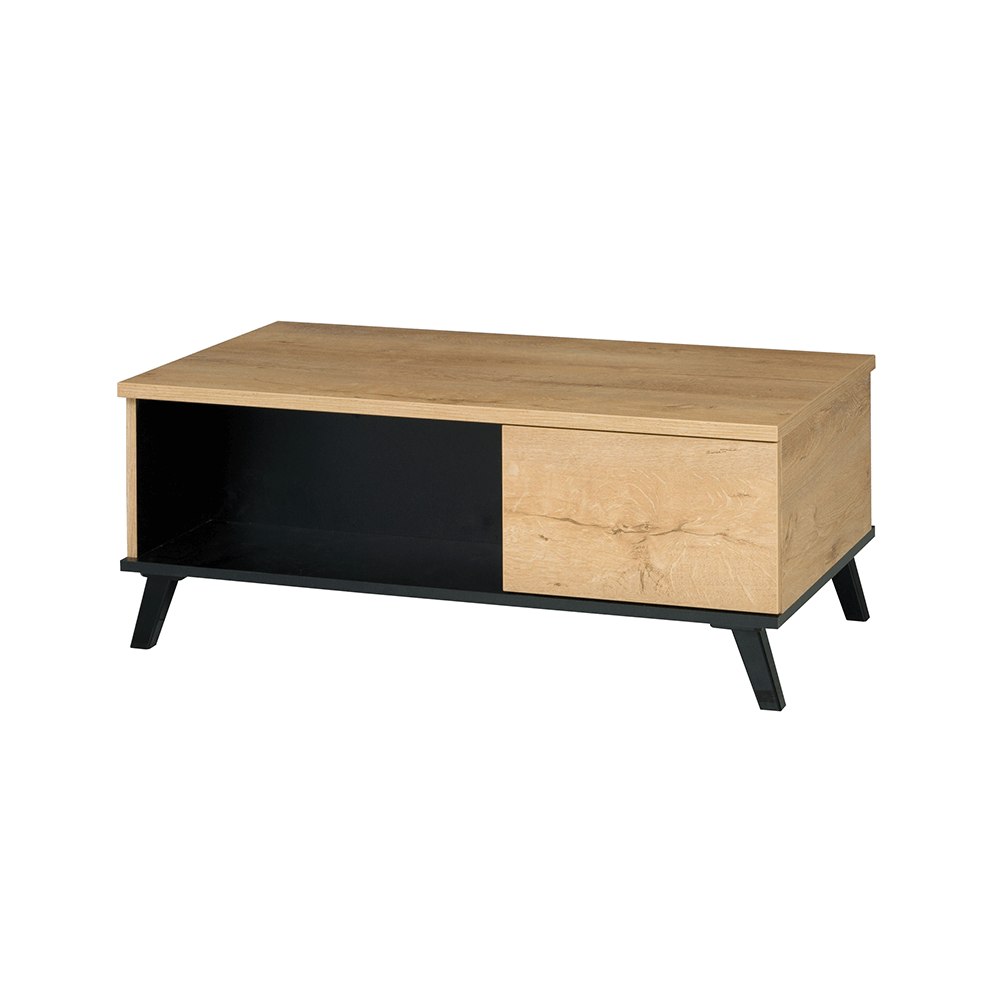 Konferenční stolek SIRAN — 101x61x40, dub lefkas/černá