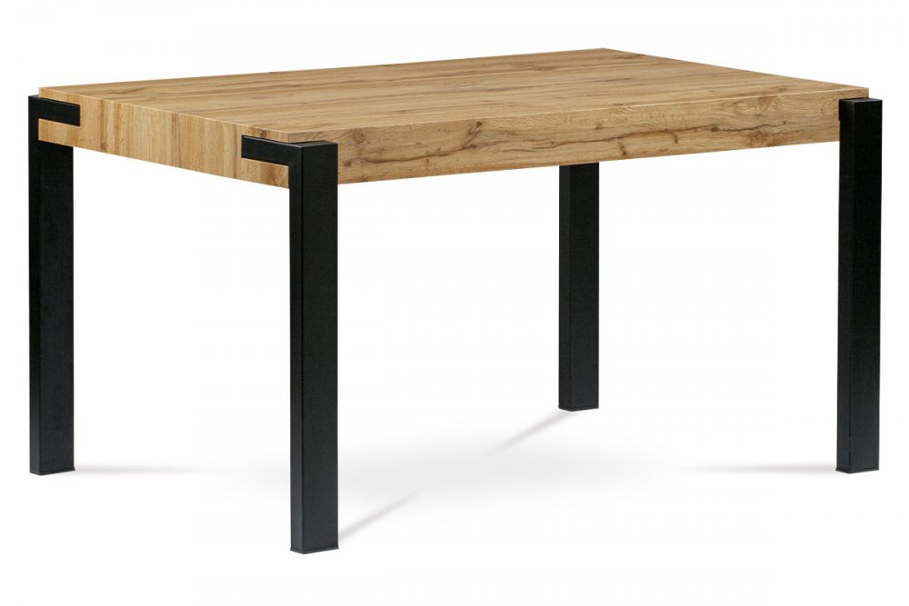 Jídelní stůl WASA – MDF dub / ocel, 140x88x76 cm
