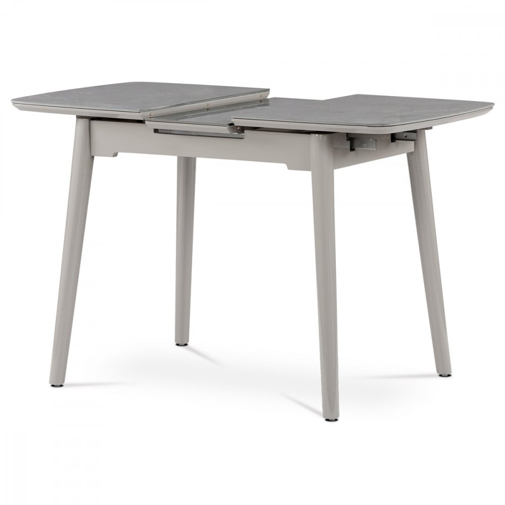 Jídelní stůl IGNÁC — 110x72x76 cm (+ rozklad 30 cm), keramická deska šedý mramor, masiv