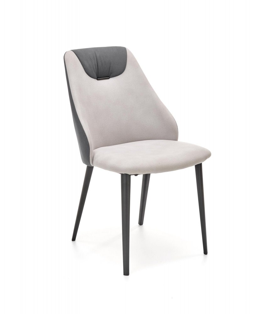 Jídelní židle VENUS - ocel, látka, černá / šedá