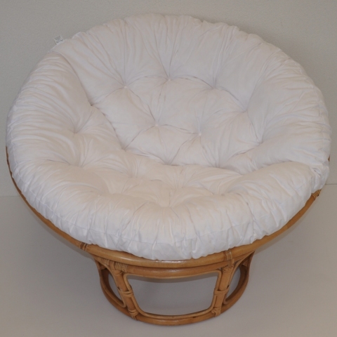 Levně Relaxační papasan ARTEMIS — ⌀110 cm, ratan, látka, medová / více barev bílá