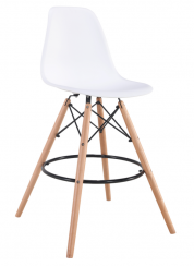Barová stolička TALCA — plast/buk/kov, biela