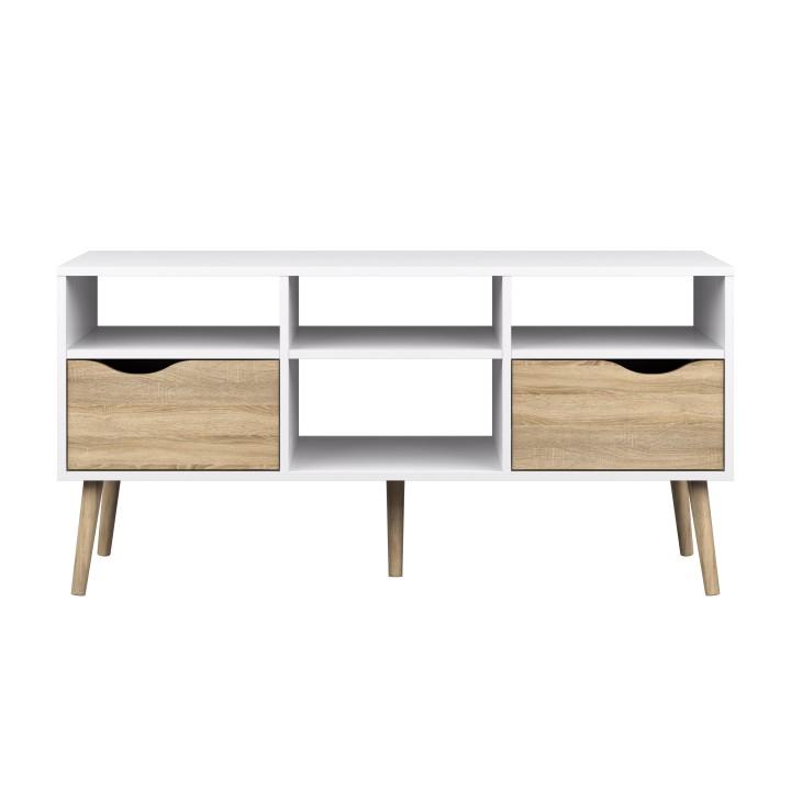 TV stolek OSLO — 117,1x39,10x56,90, dub sonoma, bílá Kondela
