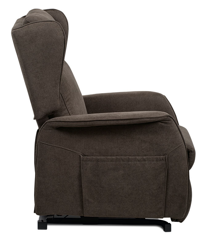 TV křeslo ušák SANDUR s elektrickým polohováním — hnědá látka, kov Autronic