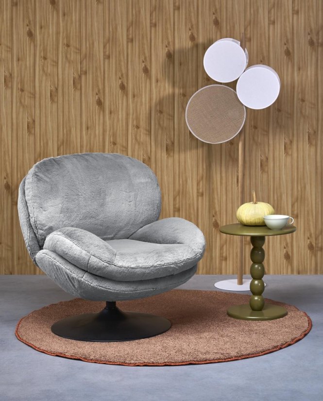 Elegantné SHELL Relaxačné Kreslo z Šedej Tkaniny