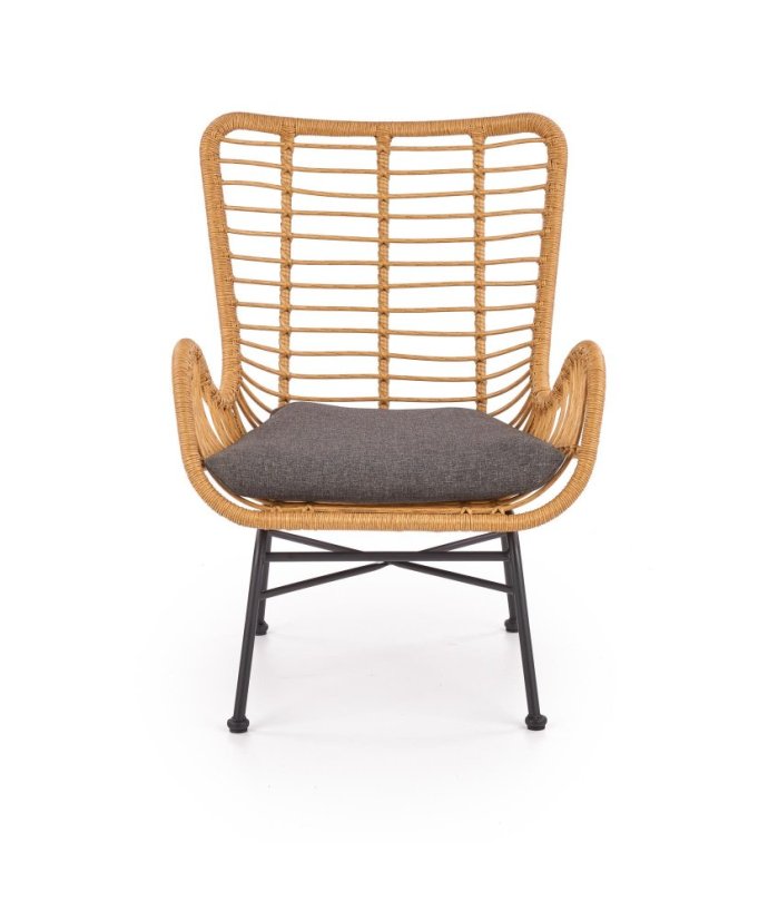 Zahradní křeslo IKARO – umělý ratan, ocel, černá Halmar