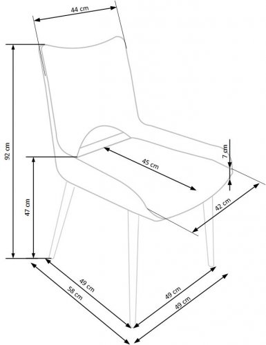 Jídelní židle KALUA – kov, látka, šedá