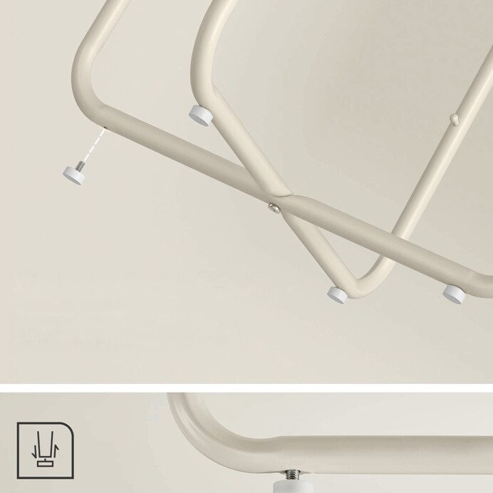 Štýlový odkladací stolík ELIO – 45 × 45 × 50 cm s textilným košom v kašmírovej béžovej