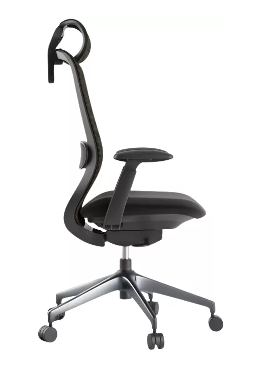 Kancelářská ergonomická židle BESSEL s podhlavníkem — síť, černý plast, nosnost 120 kg, černá MERCURY STAR