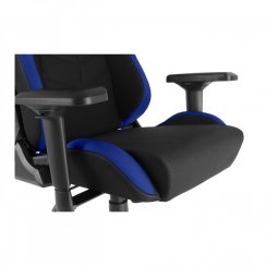 Herná stolička IRON XXL — látka, čierna / modrá, nosnosť 140 kg