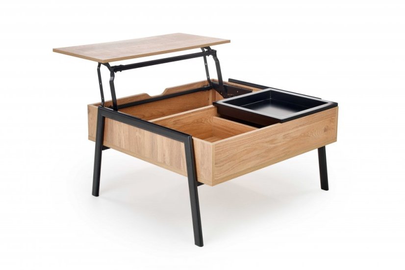 Konferenčný stolík PODIUM so zdvíhacou doskou — prírodná / čierna