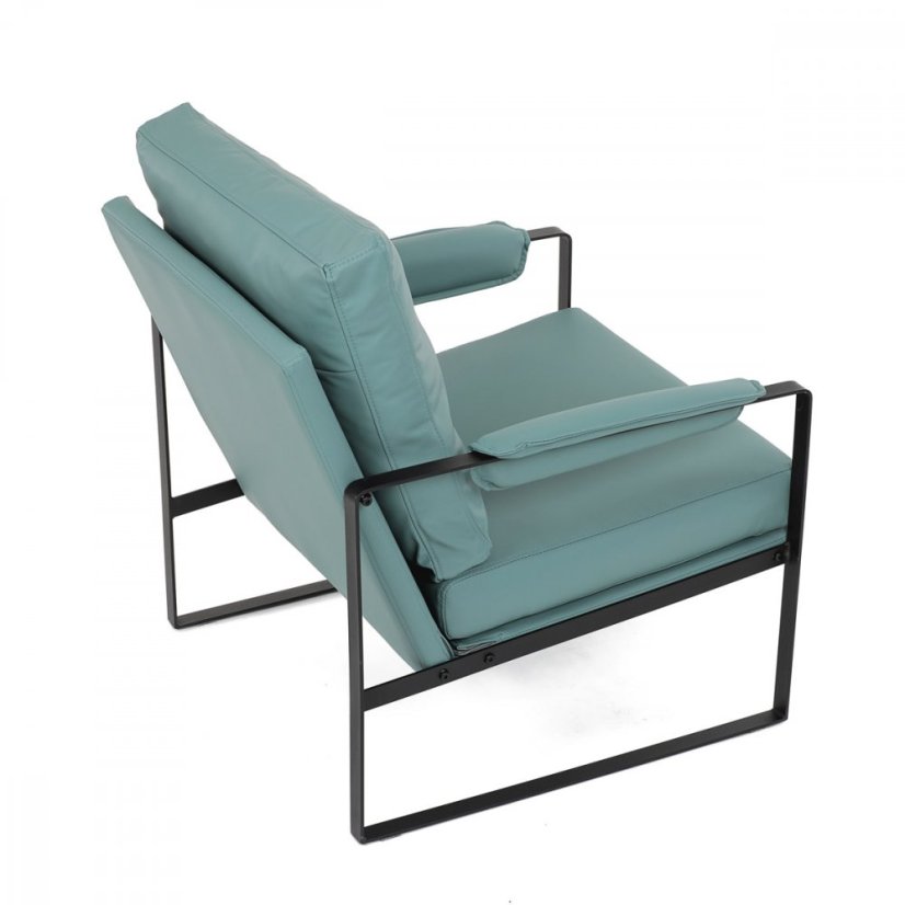 Dizajnové kreslo TUVIN — kov, ekokoža, modrá