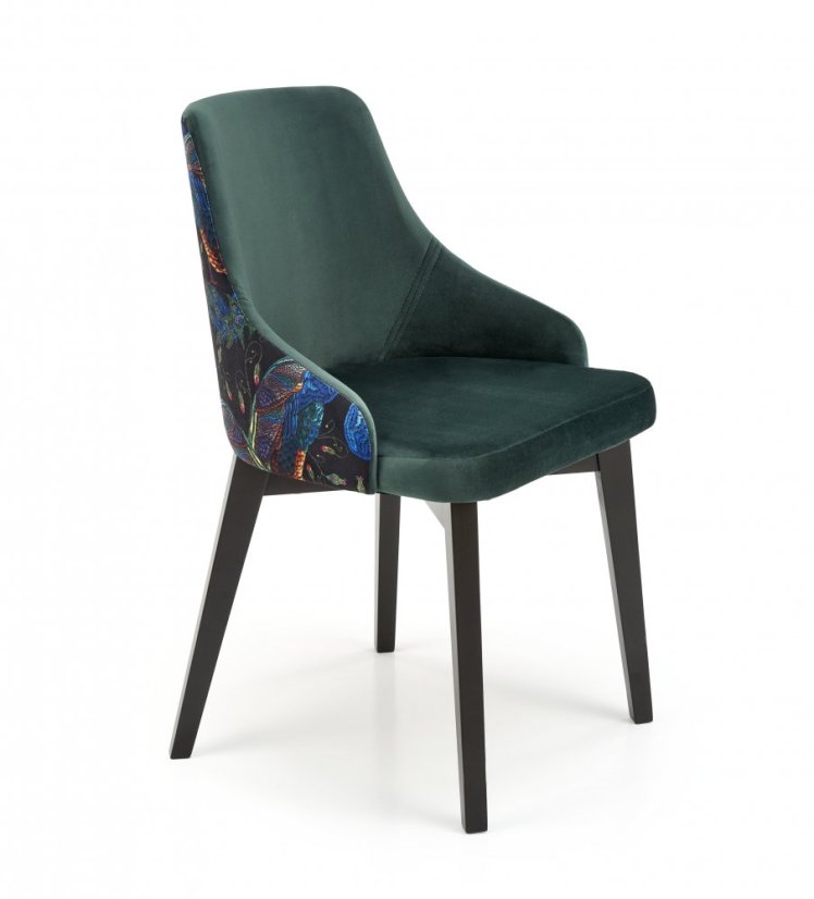 Jedálenské kreslo ENDO — masív, látka, zelená